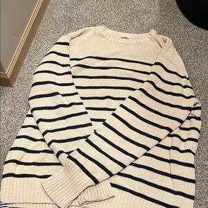 Brandy Melville Cream and Black Striped Sweater